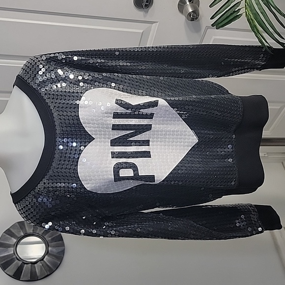 Victorias Secret Pink Limited Edition Sequins BLING Varsity Sweatshirt  Large - Picture 1 of 12